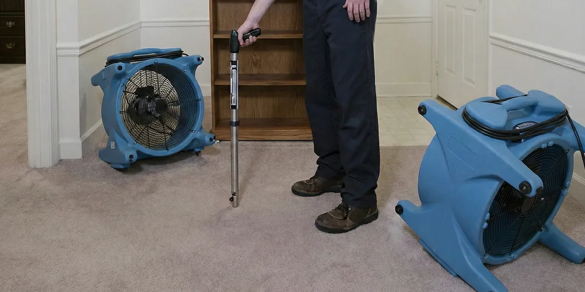 emergency water removal equipment deployed to dry a flooded residential interior in Columbia, MO